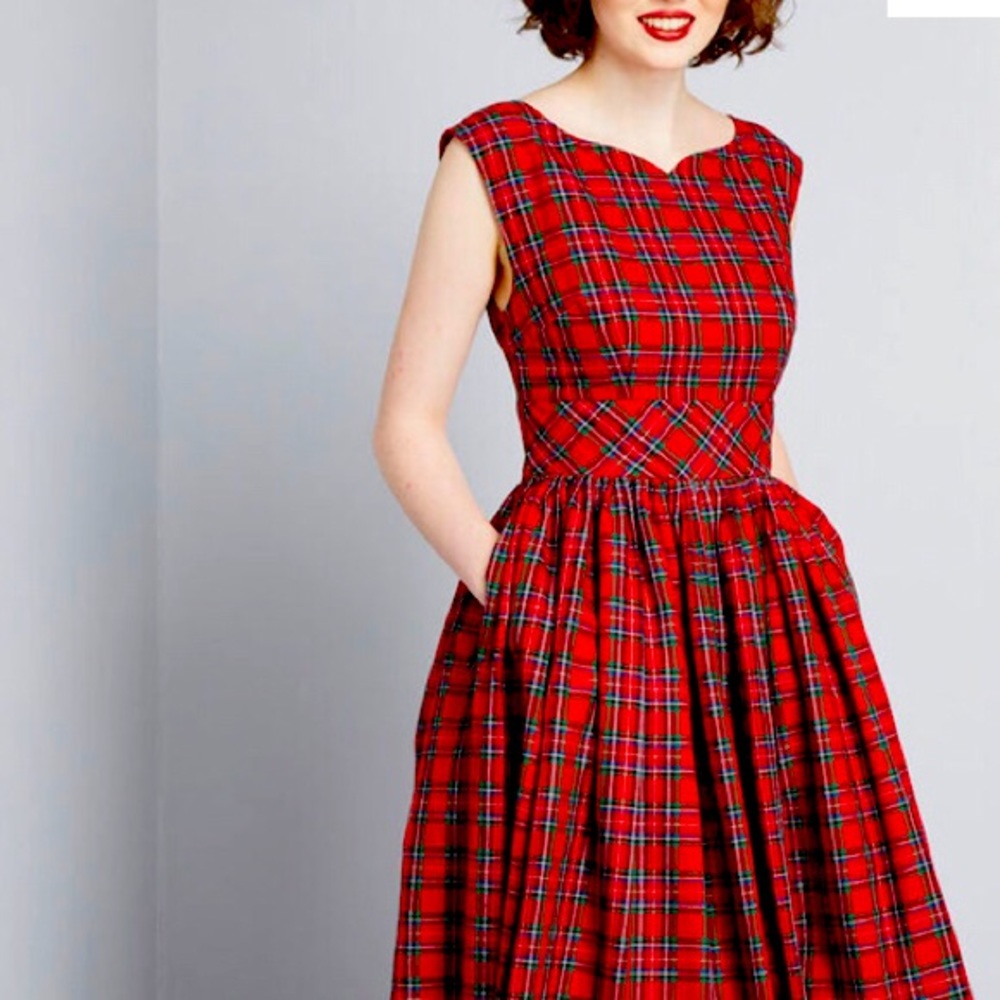 Christmas Plaid midi dress NWOT